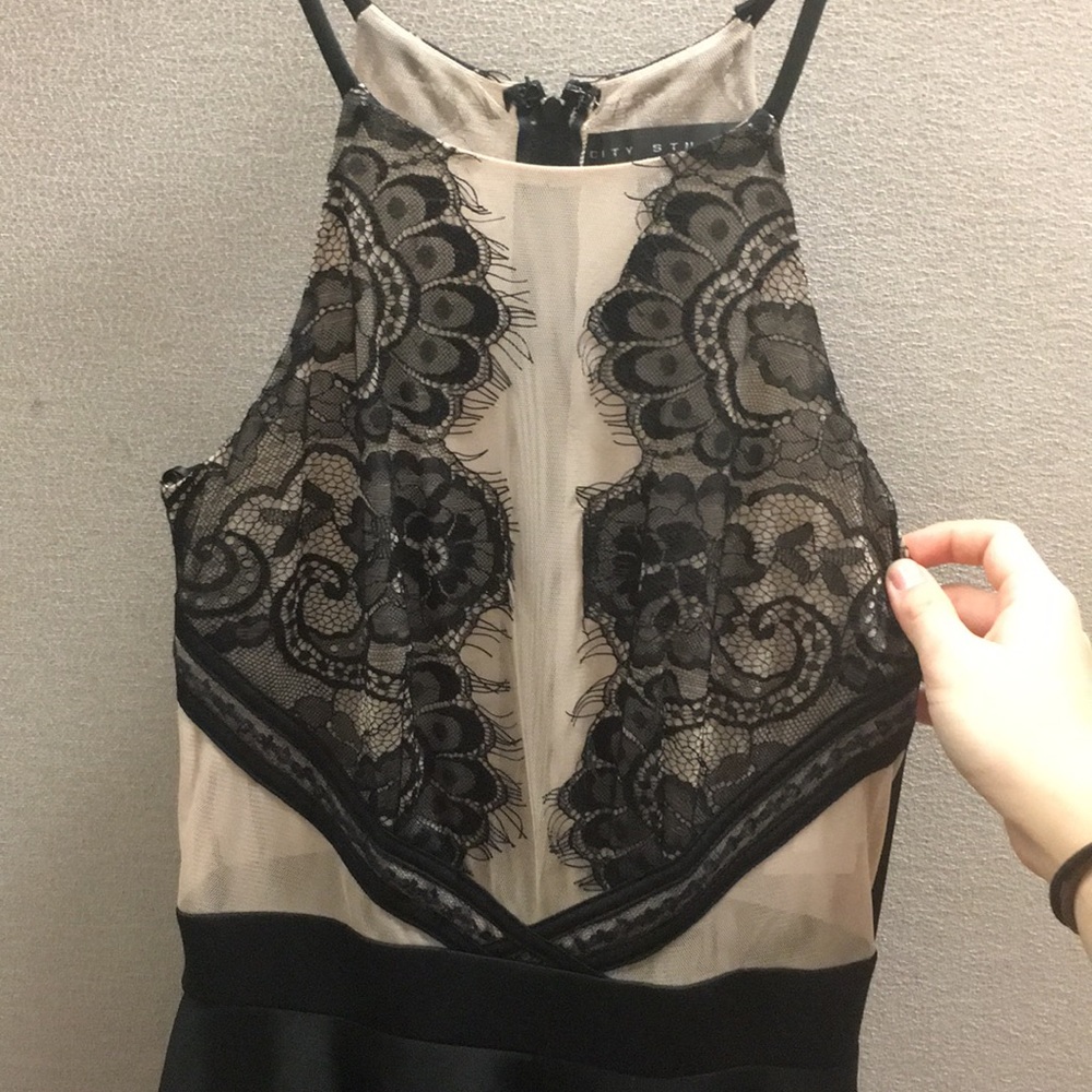 Sheer Black Lace Mini Dress